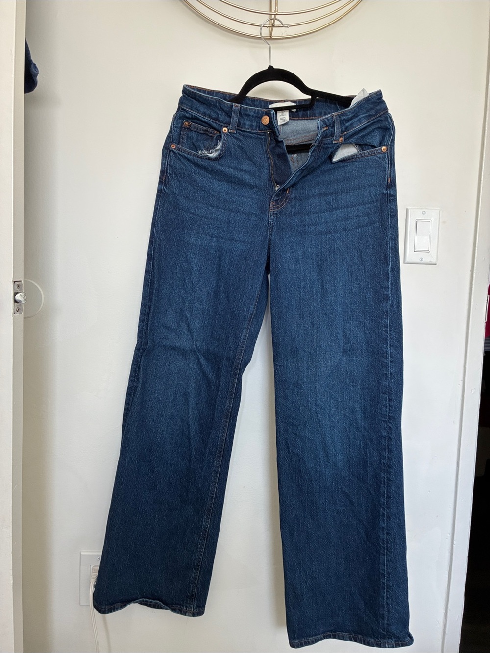 H&M Women's Dark Blue Wide-Leg Jeans